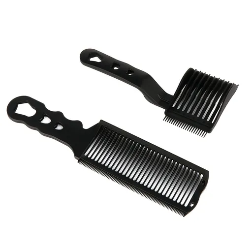 2 Pcs Fade Combs, Professional Hair Cutting Comb Heat Resistant Flat Top Comb Curved Positioning Flat Top Comb, Black