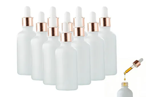 10 Pack Glass Dropper Bottles Rose Gold Caps for Essential Oils - 15ml
