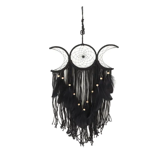 Dream Catcher Hand Woven Minimalist Home Wall Decoration for Living Room Study Cafe Bedroom Black