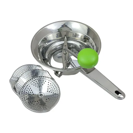 Stainless steel food mixer, vegetable and fruit grinder, vegetable mixer, baby dish cone mashed potato grinder with 3 grinding discs (small size)