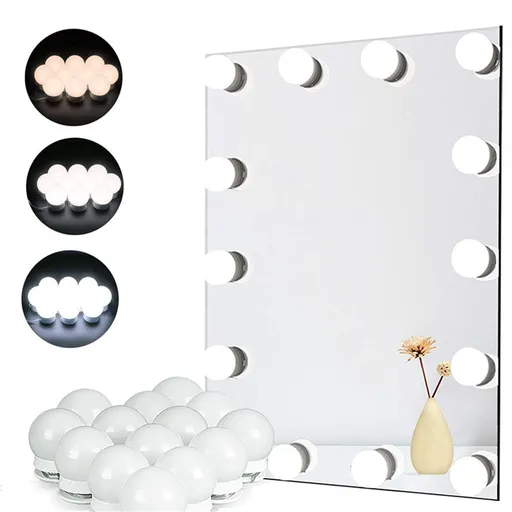 14 Bulb Vanity Lights for Mirror, Plug-in Power Adapter & Touch Dimmer, 3000-7000 K, (Mirror Not Included)