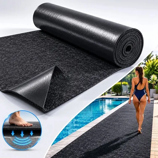 Above Ground Pools Pathways, 16" x 10\' Slip-Proof Absorb Water Pools Ground Walkways- Pool Spa Floor Mat Pad for Above Ground Pools, Spas, Hot Tubs(Black)