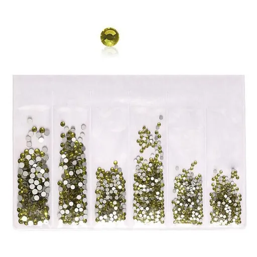 1440Pcs Glitter Rhinestones Crystal Clear Flat Bottom Glass Nail Art Nail Drill - Olive