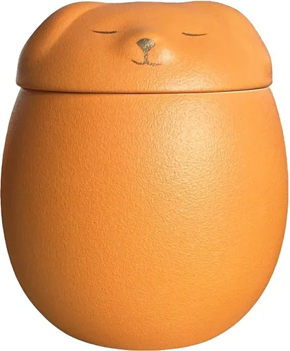 Small Dog Urn,Pet Urn,Pet Urns for Dogs,Pet Cremation Urn,Dog Urns for Ashes,Ceramic Dog Loss, Keepsake for pet Dogs, Handmade - Orange - Size L