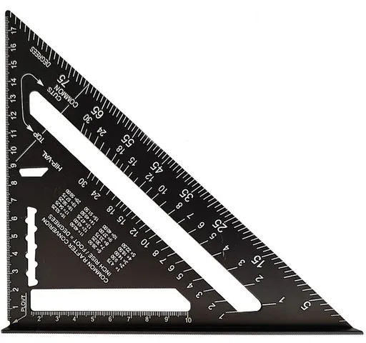 180mm Carpenter's Angle - Aluminum Ruler - Triangular Carpenter's Angle 45/90 Degrees - Carpenter's Square - High Precision Measuring Tool - For Carpenter, Roofer, Engineer - Black