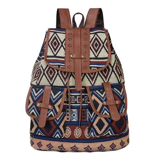 Canvas Backpack, Vintage Tribal Print