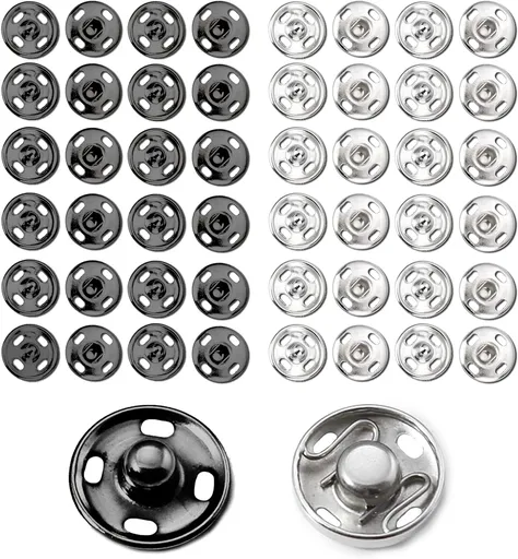 Snaps Buttons for Sewing Button Press Sewing Tools Snap Fasteners Kit for Clothes (100 Sets, 2 Colors)