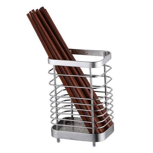 Stainless Steel Kitchen Utensil Holder, Countertop Cutlery Basket and Drainer for Spatulas, Spoons and Chopsticks, Silver