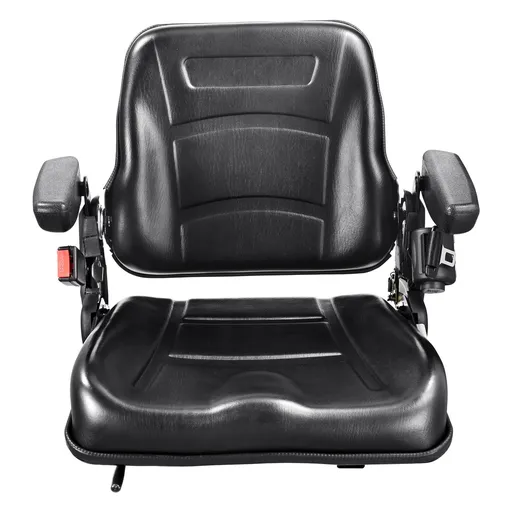 Universal Forklift Seat, Fold Down Tractor Seat with Adjustable Angle Back, Micro Switch, Seatbelt and Armrests, 16-34 cm Slot Tractor Seat for Tractor Loader Excavator