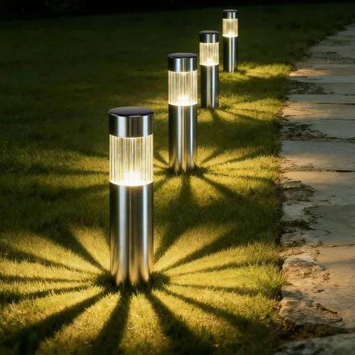 Solar Pathway Lights Outdoor Stainless Steel 35LM Warm White LED Auto On Off IP65 Waterproof for Yard Lawn Walkway Patio Driveway Silver