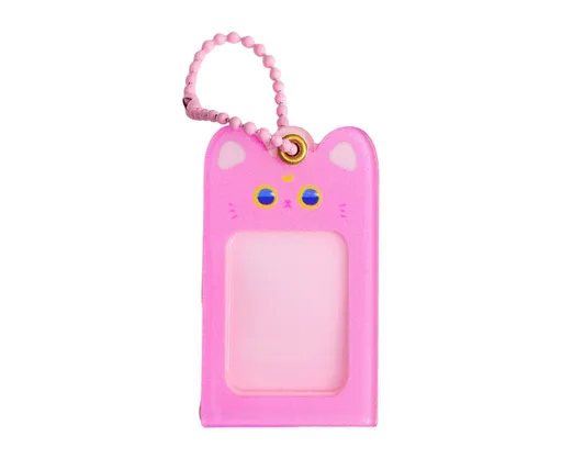 Photo Keychain Creative Acrylic Cartoon Cat Photo Frame Hanging Pendant for Daily Use-Pink