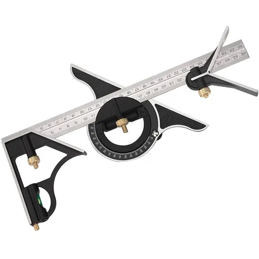 Metal Combination Square Multi-Function Carpentry Ruler Combination Angle Ruler With Zero Level Protractor Straight
