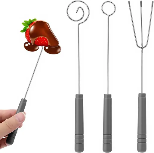 3PCS Chocolate Dipping Tools, Stainless Steel Candy Dipping Tools Set, Chocolate Dip Fork Baking Supplies, Cooking Supplie for Home Bakers Dishwasher Safe