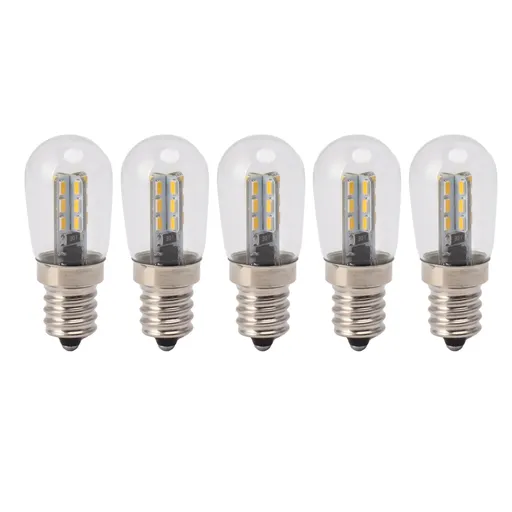 5Pcs E12 LED Bulb High Brightness 120V Fridge Lamp Bulb with 24pcs Bead for Refrigerator Warm Light