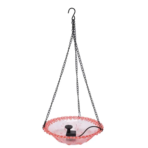 Bird Bath Fountain for Outdoor Plastic Hanging USB Powered Hummingbird Feeder Water Fountain Bird Bath for Garden Yard Patio Lawn Pink