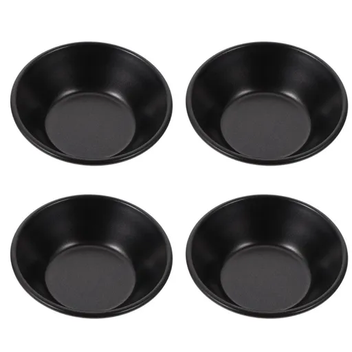 Mini Pie Pans, 4Pcs Reusable Round Pie Tins Nonstick Pie Plate, Small Cake Baking Set for Pizza Bread Meat Dessert,Black