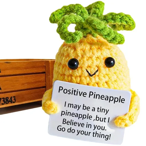 Cute Crochet Pineapple Cucumber Knitting Doll Ornaments, Funny Emotional Support Crafts Dolls, Cheer Up Gifts for Friends Coworkers