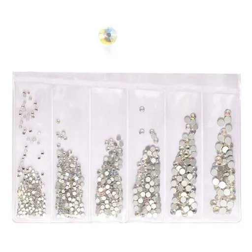 1440Pcs Glitter Rhinestones Crystal Clear Flat Bottom Glass Nail Art Nail Drill - Aurora