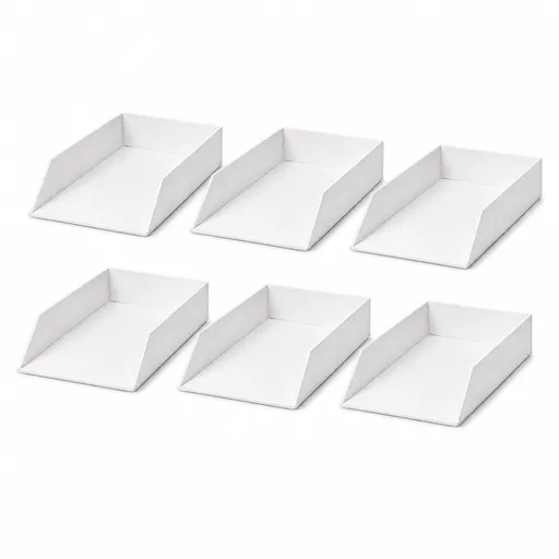 6x Italplast Eazi Fold A4 Document Tray in White