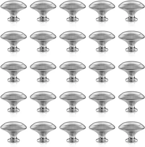 25 Pack Cabinet Hardware Round Knobs Silver Kitchen Mushroom Brushed Nickel Knobs, Cupboard Heavy Knobs, Door Handle Pull for Bathroom Drawer, 1-1/8 inch (29.5mm) (25 Pack)