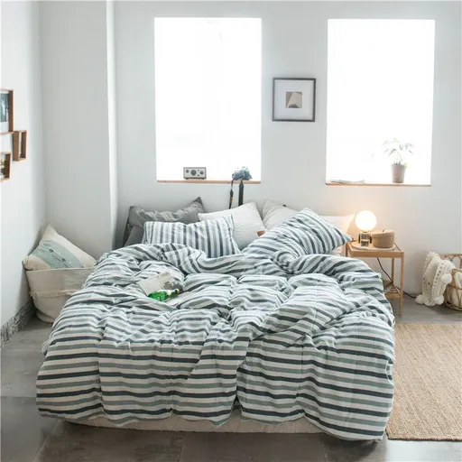 Cotton 4 Piece Set Modern Minimalist White Bed hat kit_1.5m bed-quilt cover 200x 230cm (four-piece set)