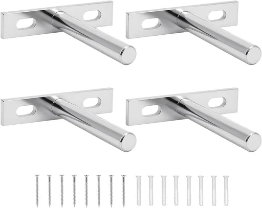 Floating Shelf Brackets - Pack of 4 - Shelf Brackets - 75mm (3 inch) Heavy-Duty Concealed Shelf Brackets - Includes Mounting Screws - For supporting wall display cases and furniture shelves