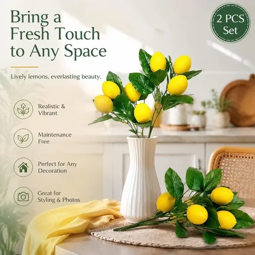 Style A 5 Fork Lemon Bouquet Artificial Table Greenery 2 Pack