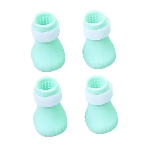 4pcs Cat Bathing Grooming Anti-Scratch Silicone Pet Socks for Bathing Feeding - Green