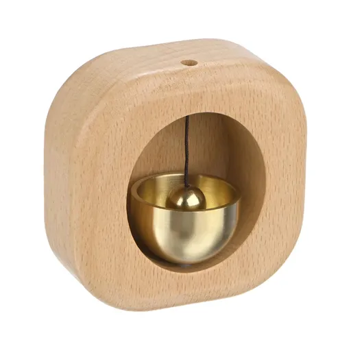 1 Piece Vintage Wooden Door Bell with Copper Chime and Magnetic Mount for Entryways and Bedrooms, Beech Square Design