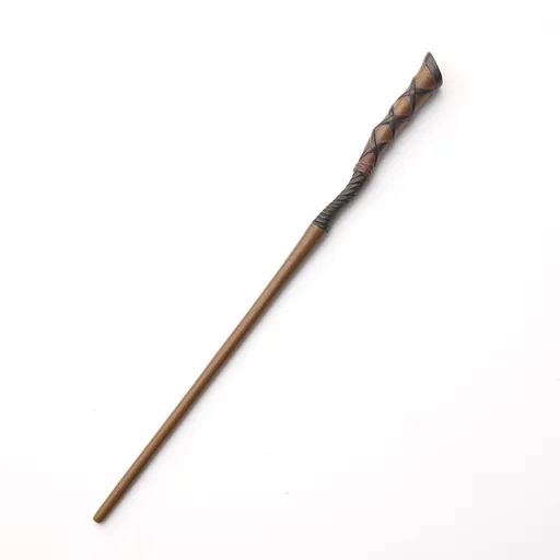 Symmetrical Resin Wizard Wand With Metal Core, Twin Character Holiday Cosplay Accessory, Style 28, Black Gold Stamping Ribbon Gift Box
