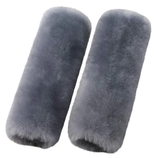 2 Pack Natural Fur Comfort Car Seat Belt Pads for Adults, Soft Texture Shoulder Neck Cushion Pad Protector