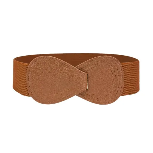 Fashion Belt Red Elastic Waist Cover Wide Belt Women Black Elastic Bow Decoration - Camel