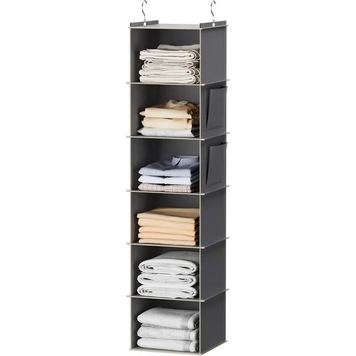 Hanging Closet Organizer and Storage,6-Shelf Closet Hanging Storage Shelves,Grey