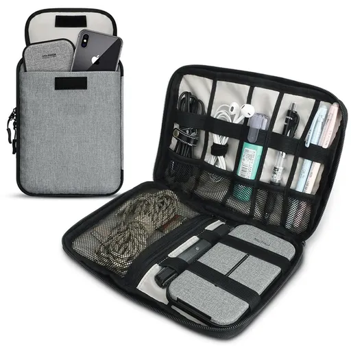 Travel Data Cable Storage Bag(Grey)