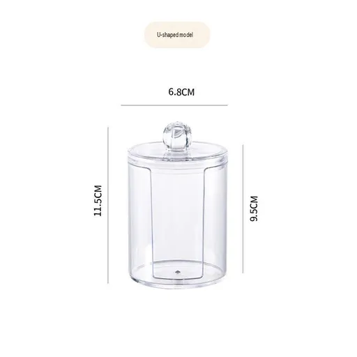 Transparent Cosmetic Storage Canister（Transparent U-shaped cup） – Stackable PS Organisers for Cotton Buds, Makeup Pads, Powder Puffs & Dental Floss