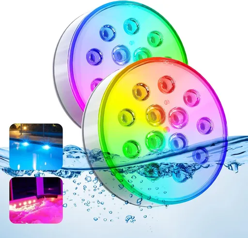 Pool Lights, Submersible LED Lights Hot Tub Underwater Pool Lights for Inground Pool, Bath, Party