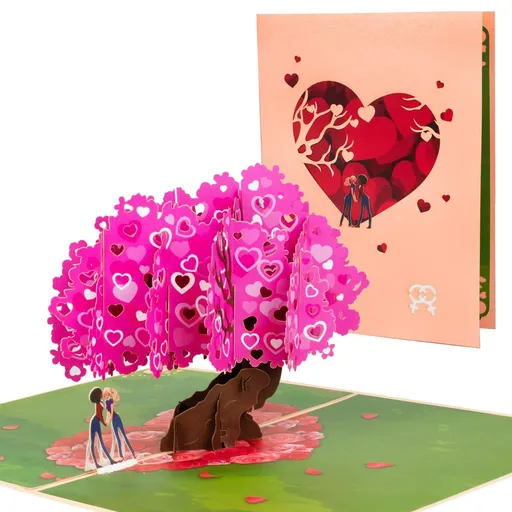 Love Peach Tree Pop Up Card Lesbian Valentine's Day Greeting Card Happy Anniversary Card Pop Up Birthday Card for her Lovers Bride