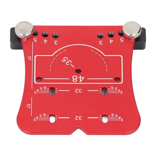 35mm Hinge Punch Locator Hinge Boring Jig 4 Hole Spacing Adjustable Margin Marker Positioning Plate Hinge Drilling Jig Guide Red Hinge