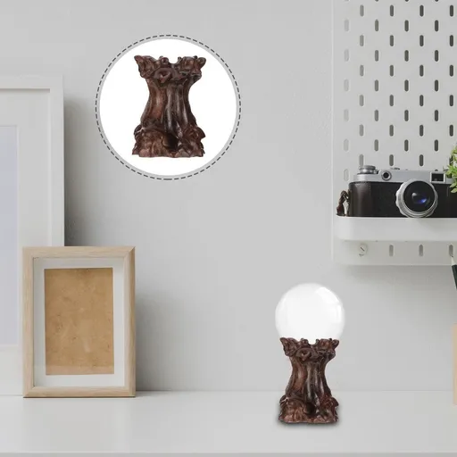 Wooden Display Stand for Crystal Spheres, Round Top Base for Wood Carving, Single Piece Sphere Holder