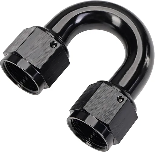 6AN Female to 6AN Female 180 Degree Swivel Coupler Union Fitting Adapter Aluminum Black