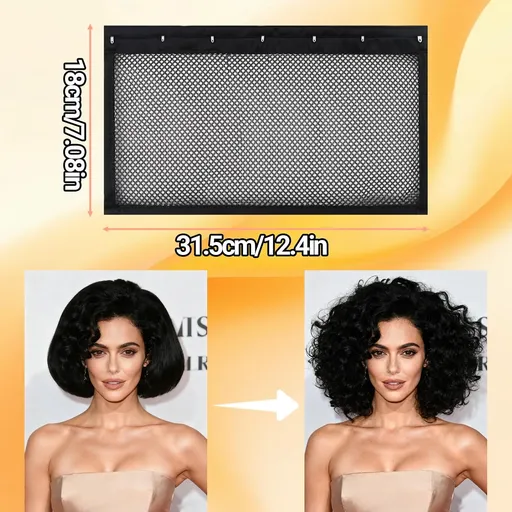 2-Pack Hair Stretcher Lengthening Net for Curly - Prevent Shrinkage Lock Hair Stretcher Looser - Wave Ringlets Hair Styling Tools Black 13in
