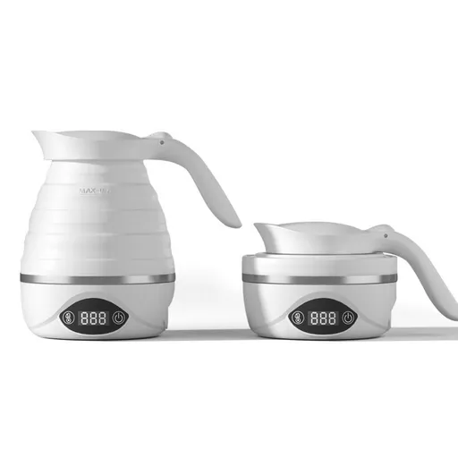 Foldable Electric Kettle with Handle 700ml Silicone Electric Kettle Touch Control Travel Kettle with Temperature Display