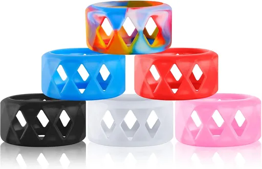 6 Pieces Silicone Anti Slip Ring Non Skid Band Soft Protection Sleeve 25 x 17 mm