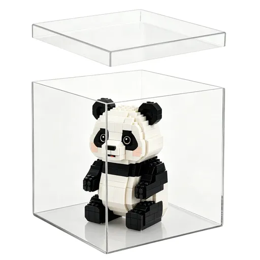Clear Square Acrylic Box, 8.3 x 8.3 x 8" Cube Organizer, Transparent Display Container, Dust-proof Countertop Storage Box for Jewelry, Collectibles, Makeup, Crafts, Figures