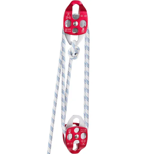 Twin Sheave Block and Tackle 1.09-1.27cm 3048-6096cm Twin Sheave Block with Braid Rope 30-35KN 2994-3495KGS Double Pulley Rigging (1/2" x 200')