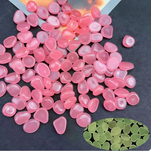 Glow-in-the-Dark Pebbles, 300pcs Luminous Waterproof Rocks, Non-Toxic Fluorescent Stones for Garden Pathway Yard Fish Tank Aquarium, Pink