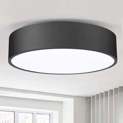 Close to Ceiling Lamp, Large Size Matted Black Metal Shade Flush Mount Ceiling Light Fixtures,Socket Lamp for Living Room