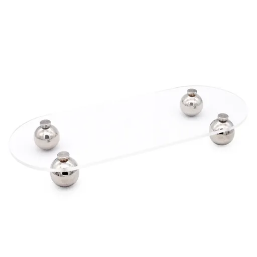 Acrylic Storage Tray Clear Transparent Stainless Steel Round Feet Minimalist Style Decorative Practical Desktop Shelf for Cafes Oval