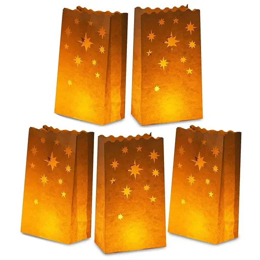 20-Pack Candle Lantern Bags, Fire-Retardant, Star Luminaries for Christmas, Weddings, Birthday Party Valentine's Day Decoration