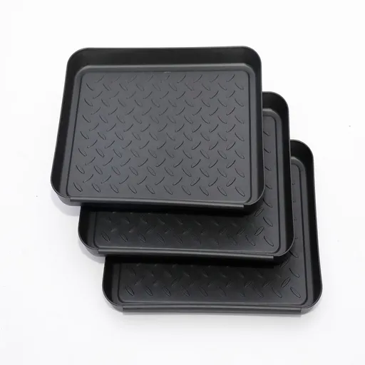 3 Pack Black Multi-Function Boot Mat Tray,35*27.5*3cm Boots Drying Pad, Dog or Cat Bowl Pad, Garden- Mudroom, Entrance Passage